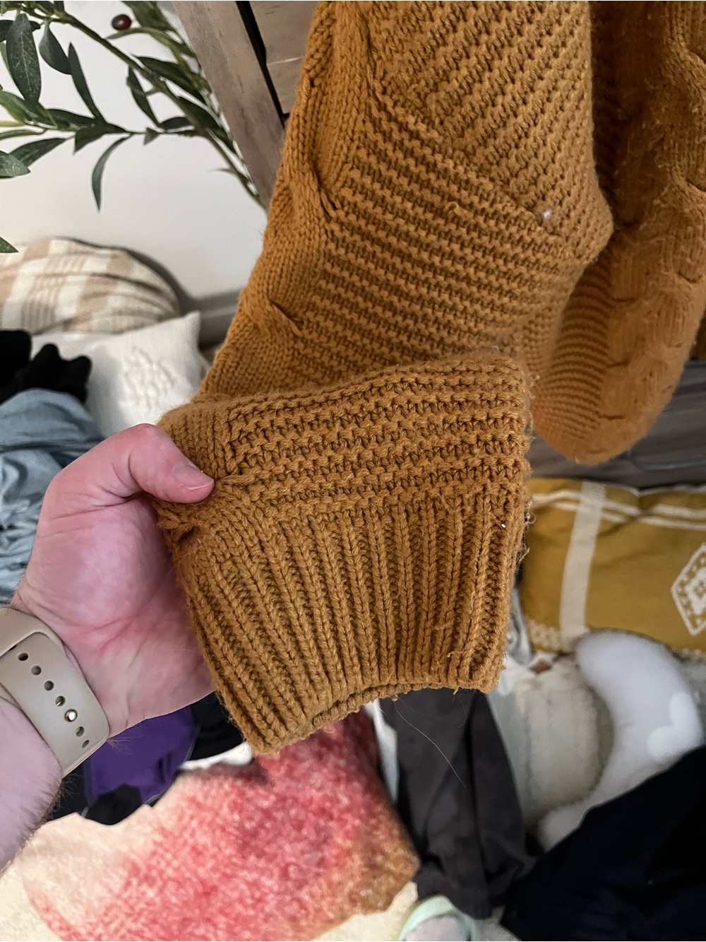 Amazon Chunky Open-Front Cardigan Sweater - Mustard Yellow - Picture 4 of 4